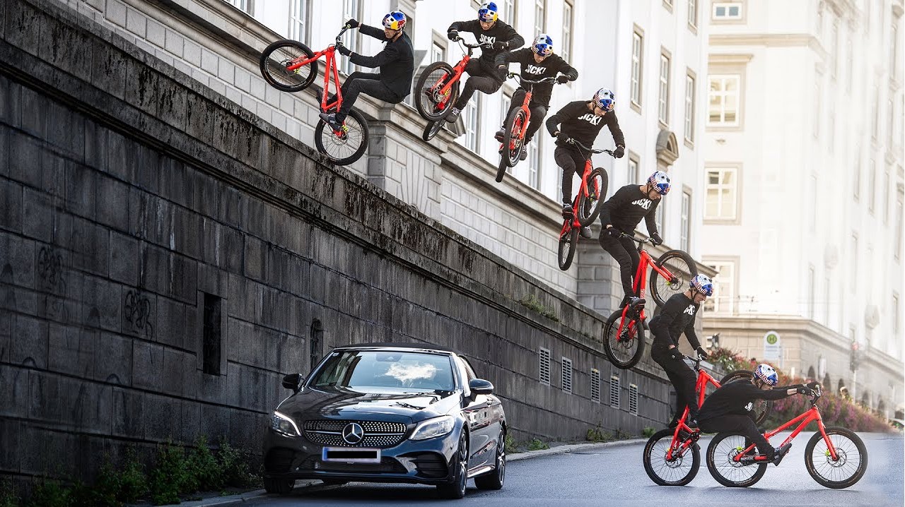 Watch Fabio Wibmer the king of Austria bike Trials ride trials on the streets of Austria.